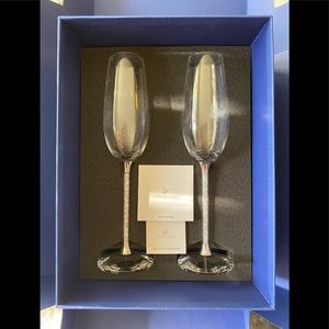 AUTHENTIC SWAROVSKI CRYSTALLINE TOASTING FLUTE SET